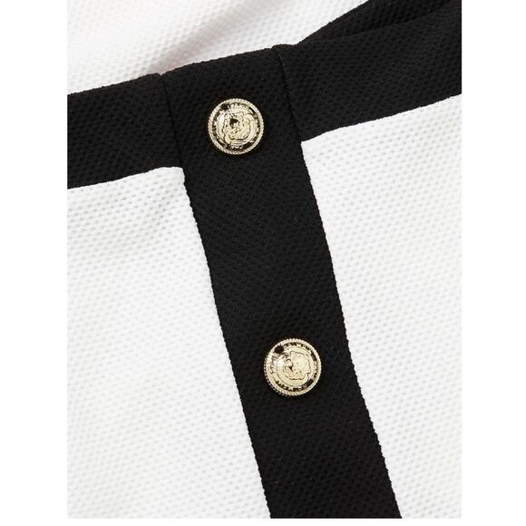 BALMAIN Signature Button Contrast One Piece Swimsuit - Picture 4 of 10